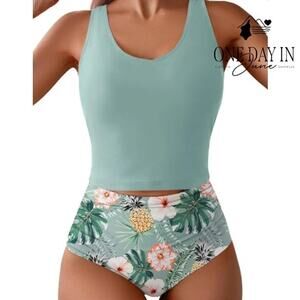 Eomenie Crop High Waist Bikini Swimsuit Size S